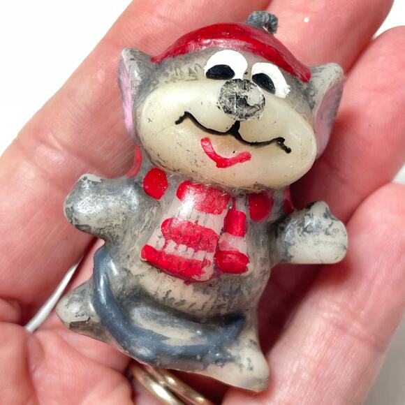 Vintage Jasco Snowy Holiday Shelters Candle Christmas Clock Mouse 2 in 1 READ - Picture 4 of 10